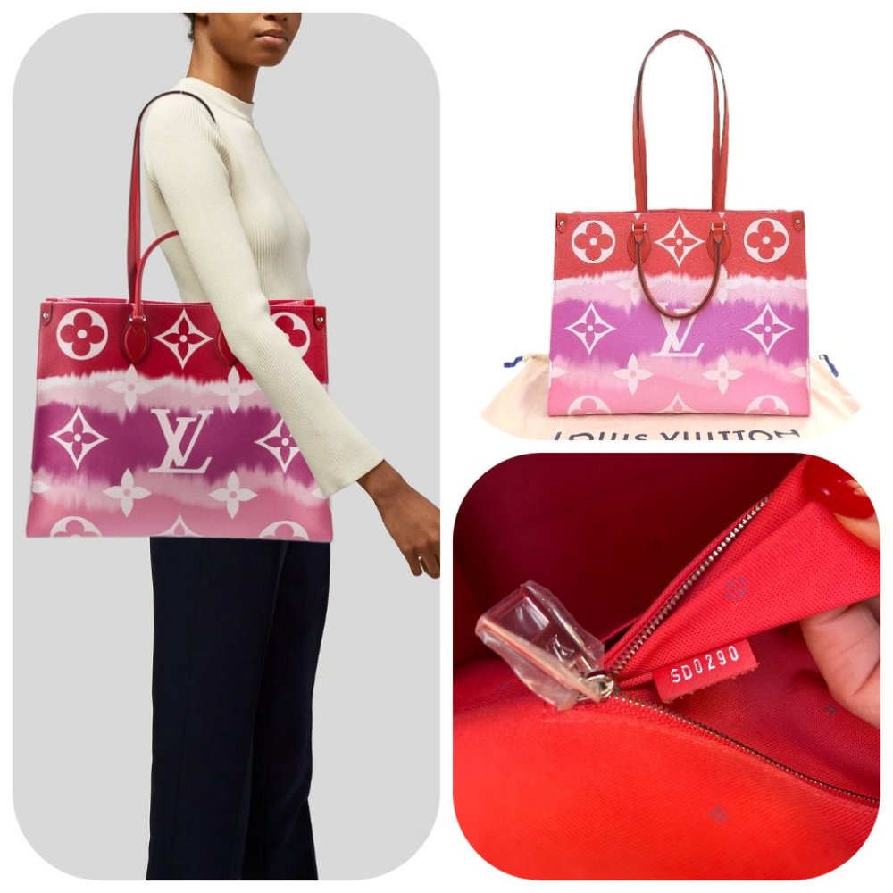 Auc Louis Vuitton Monogram Giant Escale OnTheGo GM 2WAY Bag Rouge SD0290 - Picture 1 of 15